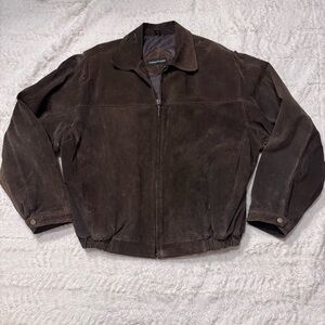 Vintage 90s Brown Suede Bomber Jacket XL Savannah Oversized Leather Retro